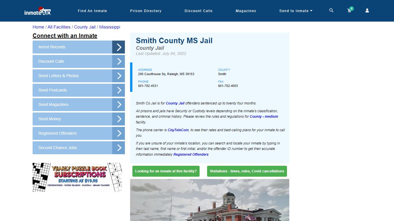 Smith County MS Jail - Inmate Locator - Raleigh, MS